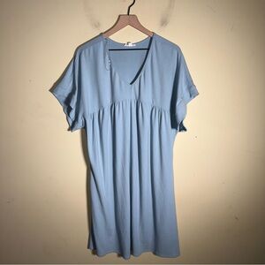 CHIC SOUL powder blue oversized flowy ribbed mini plus size dress 3X